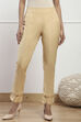 Almond Beige Cotton Flax Regular Pant image number 4