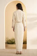 Ivory Viscose Rayon Embroidered Layered Fusion Set image number 4