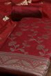 Maroon Cotton Printed Embroidered Unstitched Suit Set image number 1