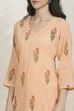 Peach Cotton Hand Block Print Unstitched Suit Set image number 2