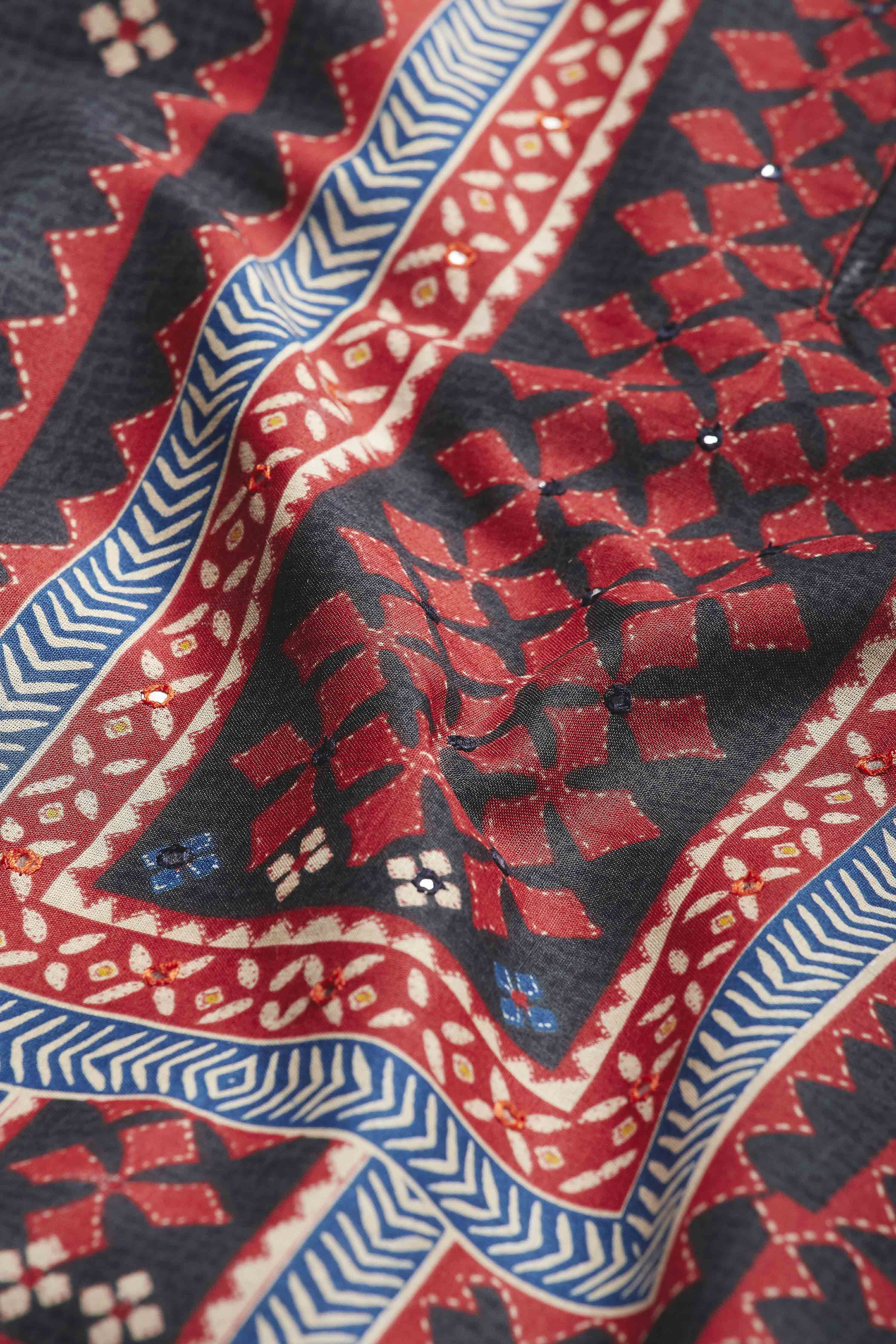 Black Cotton Printed Straight Kurta image number 2