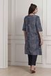 Blue Cotton Printed Straight Kurta image number 3