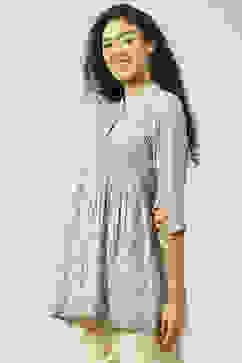 Ash Grey LIVA Flared Printed Short Kurti image number 2