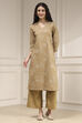 Beige Cotton Printed Straight Kurta image number 5