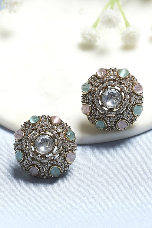 Pink Green Brass Studs image number 0