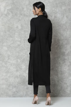 Black Straight Acrylic Solid Shrug image number 5