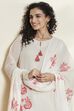 White & Red Viscose Rayon Floral Embroidered Kurta Set image number 1