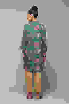 Teal LIVA Straight Printed Top image number 5