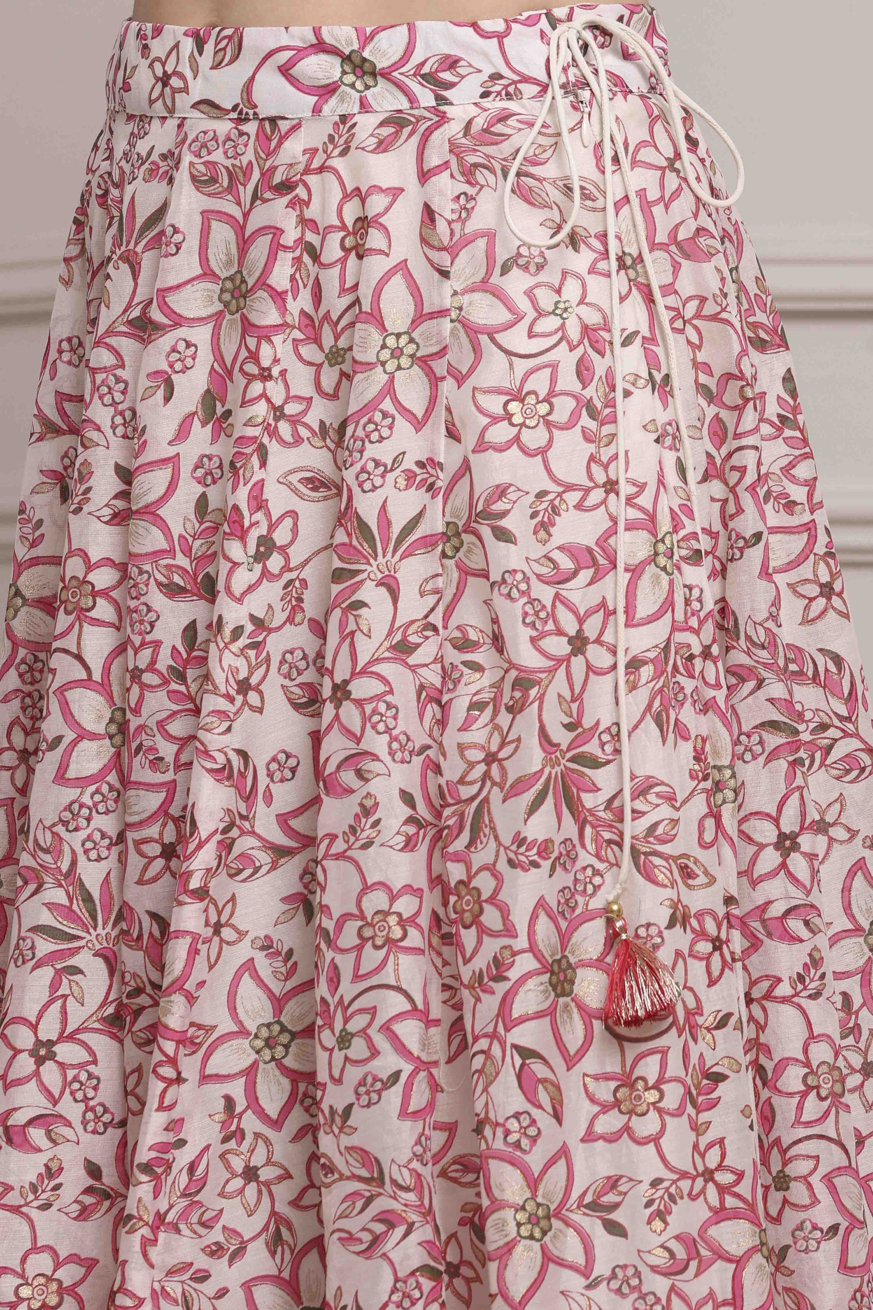 Ivory Polyester Printed Regular Lehenga Set image number 2