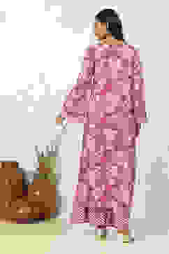 Pink Cotton Floral Unstitched Suit Set image number 5