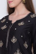 Black Cotton Silk Straight Kurta Palazzo Suit Set image number 1