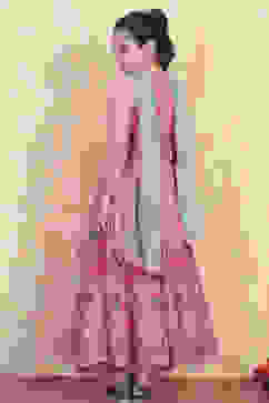 Pink Printed Flared Lehenga Set image number 5