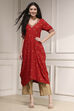 Red Printed Asymmetric A-Line Kurta image number 5