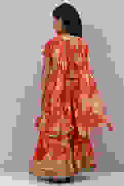 Orange Cotton Lehenga Set image number 4