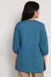 Sky Blue Cotton Short Solid Kurti image number 5