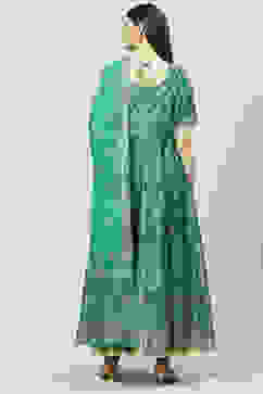 Green Anarkali Kurta Churidar Suit Set image number 4