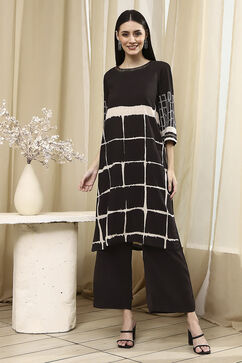 Coffee Brown Printed Straight Kurta Set image number 0
