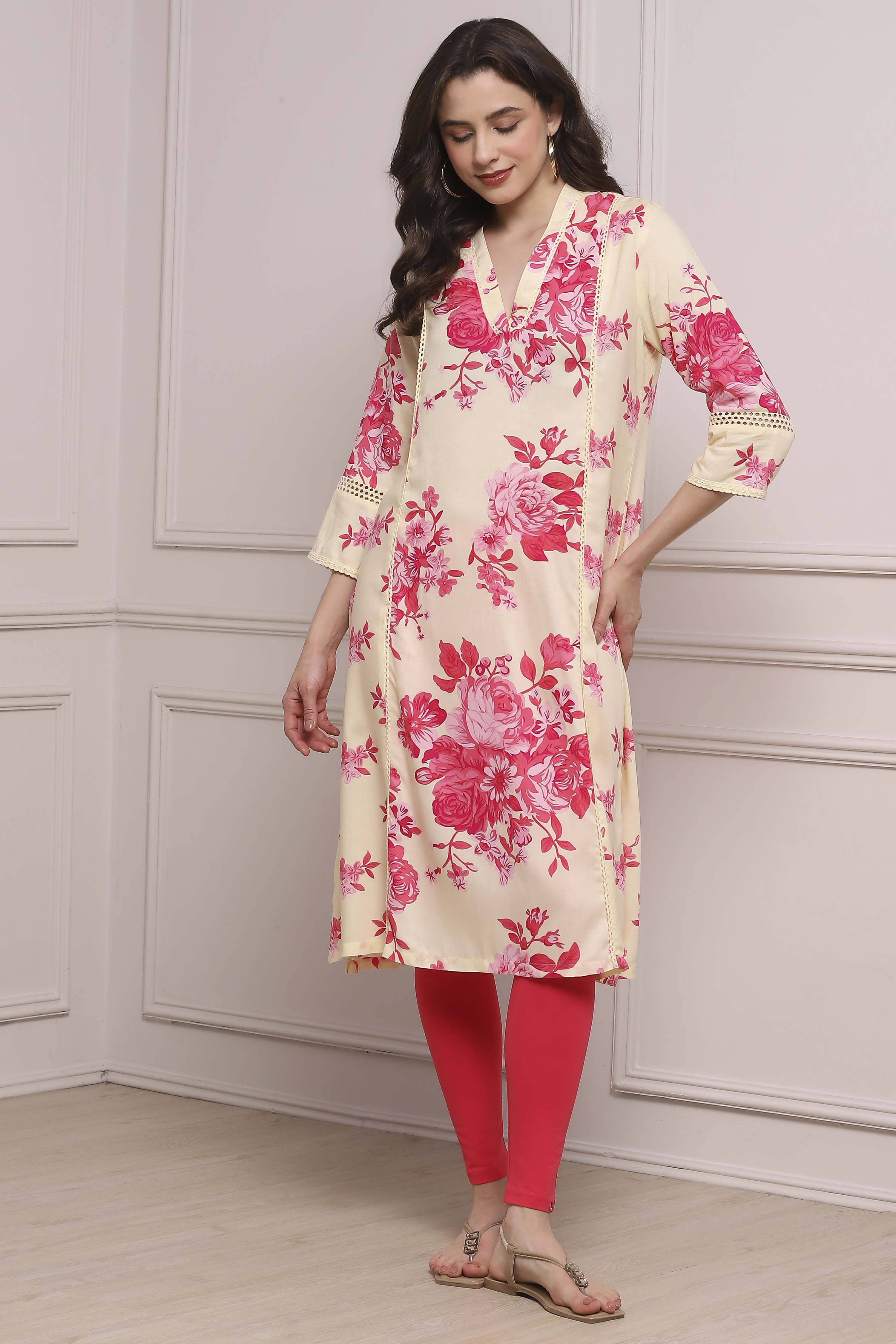 Pink Cotton Blend Solid Churidar image number 0