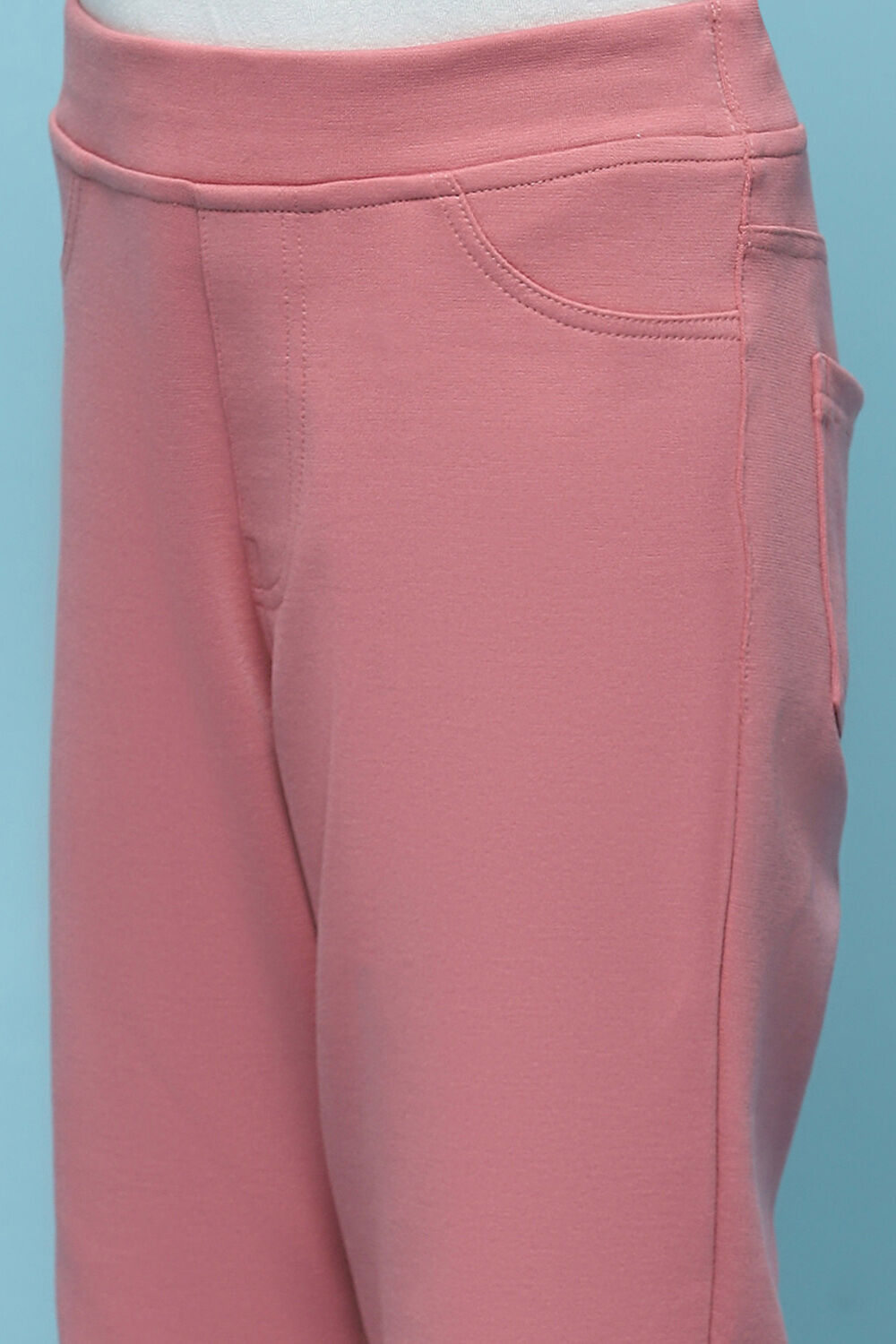 Onion Pink Cotton Lycra Skinny Jeggings image number 1