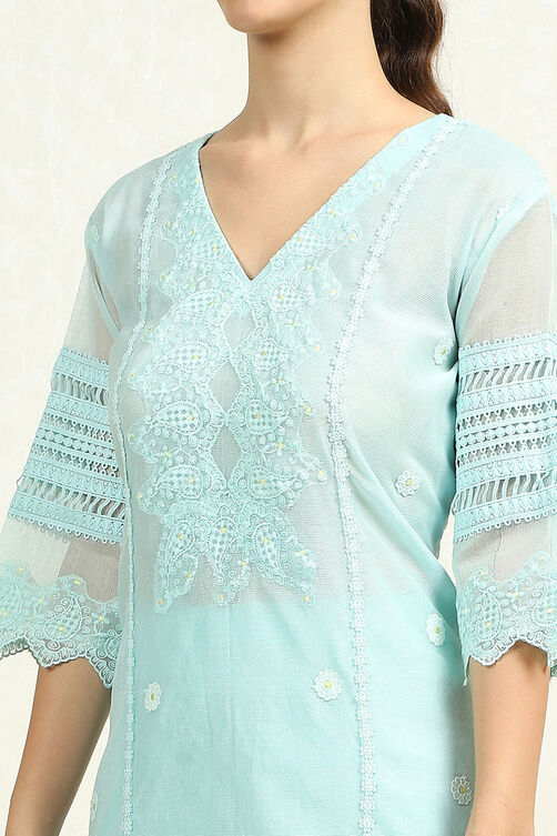 Pink Lace Design Unstitched Suit Set image number 6