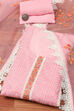 Light Pink Muslin Lace Unstitched Suit Set image number 0