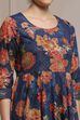 Navy Cotton Anarkali Printed Suit Set image number 1
