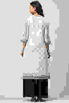 White Cotton Straight Kurta image number 4