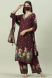 Black Rayon Printed Straight Pant Kurta Palazzo Suit Set image number 6