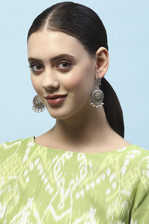 Gold-Toned Oxidised Circular Danglers image number 1