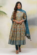 Fuchsia Cotton Anarkali Kurta Churidar Suit Set image number 0