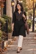 Black Daffodil Straight Yarndyed Kurta