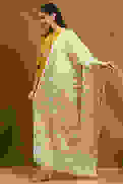 Cream-Colored Floral Yarn-Dyed Festive Dupatta image number 2