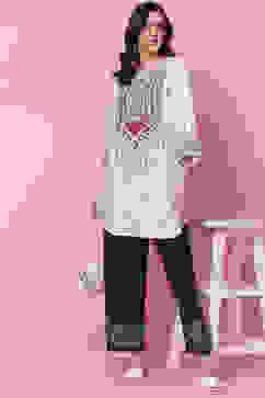 Ecru LIVA Asymmetric Printed Short Kurti image number 5