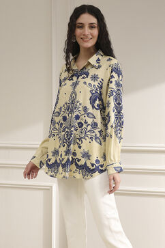 Off-White and Blue Printed Relaxed Fit Shirt image number 2
