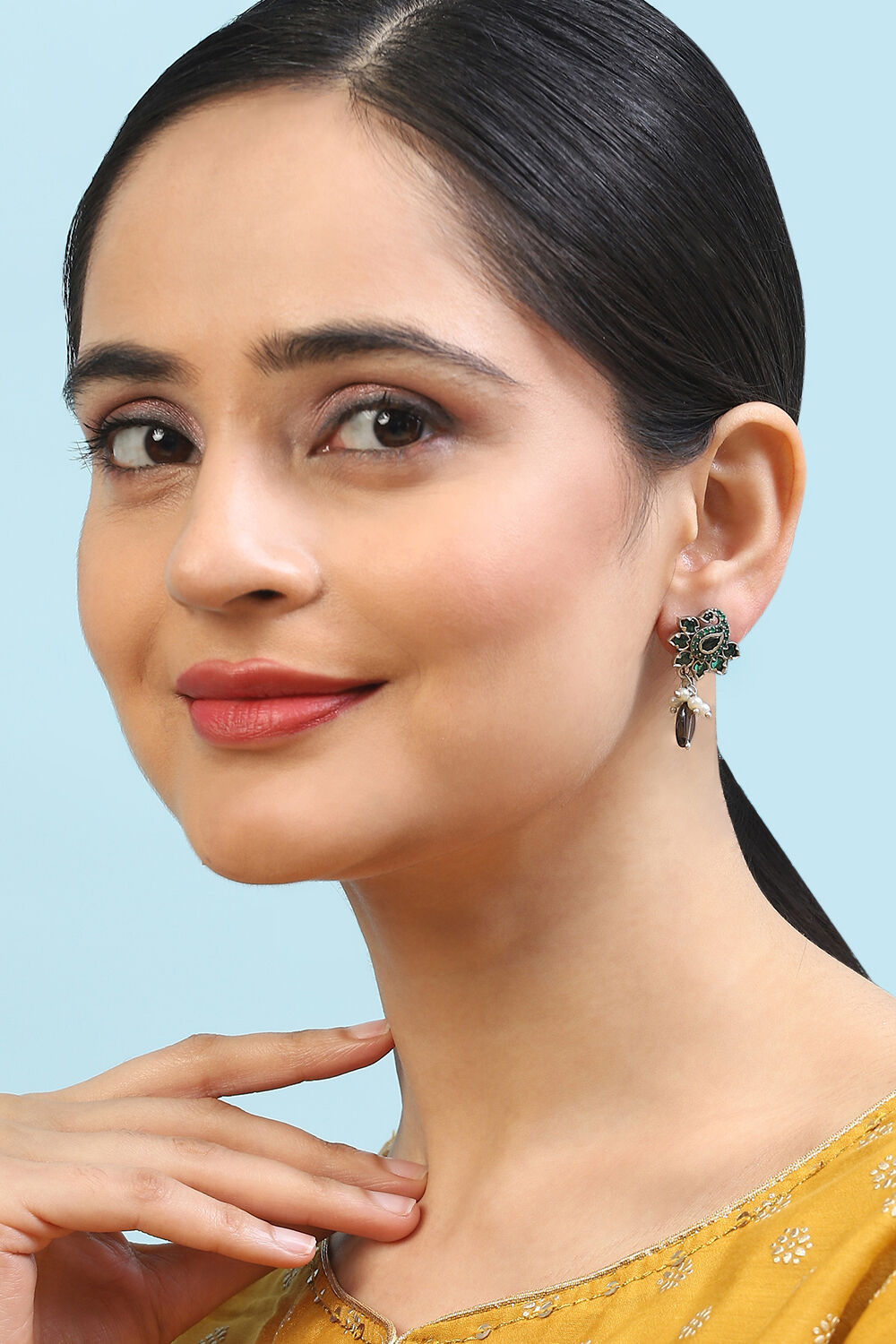 Green Brass Earrings image number 3