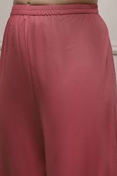 Peach Cotton Blend Thread Embroidered Unstitched Suit Set image number 3