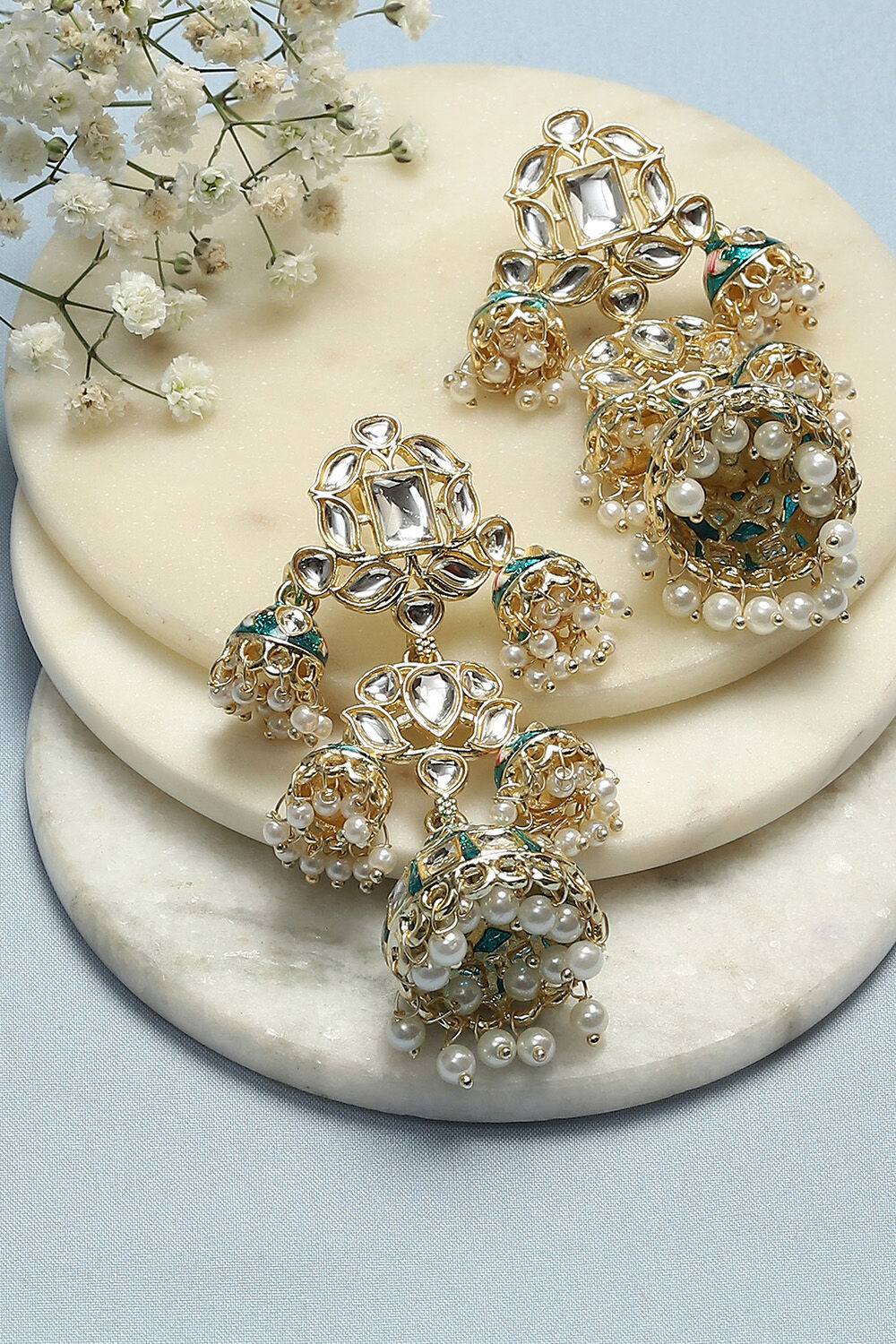 Blue Brass Earrings image number 0