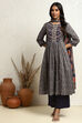 Mustard Yellow Cotton Printed Flared Festive Suit Set image number 0