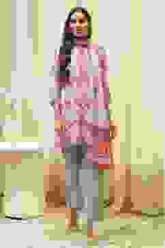 Off White Art Silk Straight Kurta Pant Suit Set image number 6