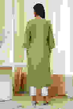 Olive Green Cotton Straight Kurta image number 3