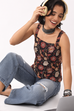 Black Cotton Floral Printed Straight Top image number 6