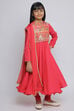 Red Cotton Anarkali Kurta Churidar Suit Set image number 5