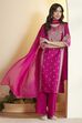 Magenta Pink Viscose Blend Straight Suit Set image number 0