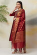 Navy Blue Poly Viscose Straight Kurta Slim Pant Suit Set image number 5