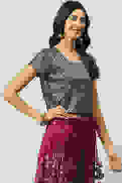 Black Art Silk Straight Printed Top image number 0