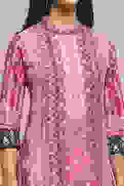 Plum Cotton Straight Printed Kurta image number 5