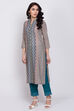 Peach Cotton Straight Printed Kurta image number 2