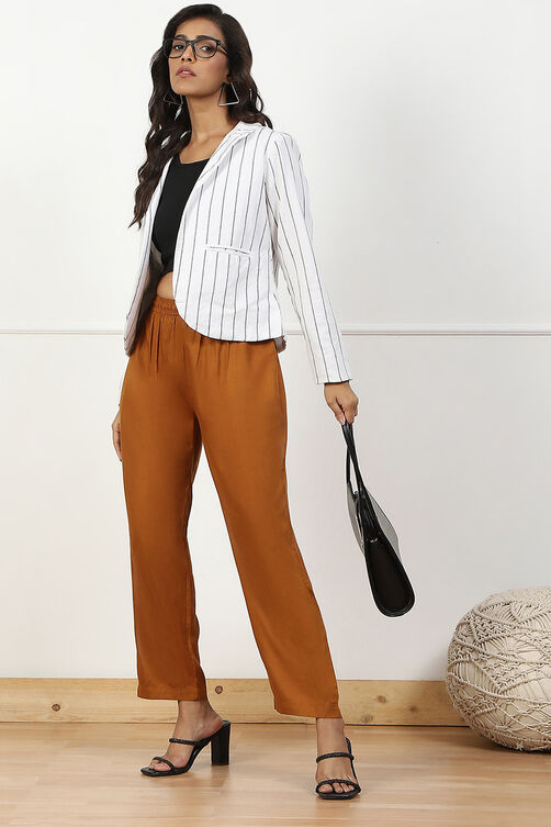 Tan Brown Mid-Rise Straight Palazzo image number 0
