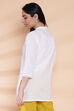 Off White Cotton Chikankari Short Embroidered Kurti image number 6