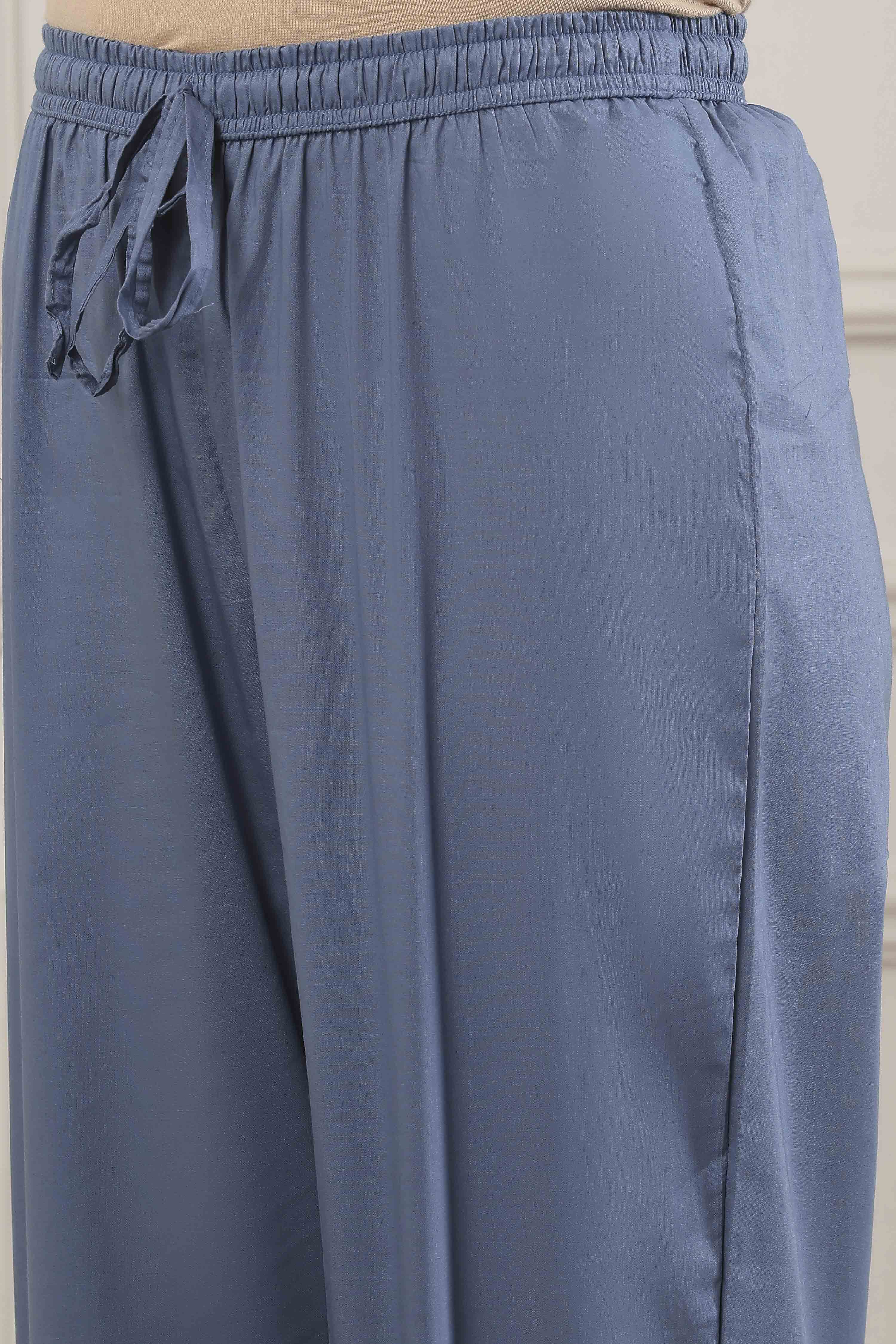 Blue Cotton Anarkali Suit Set image number 2